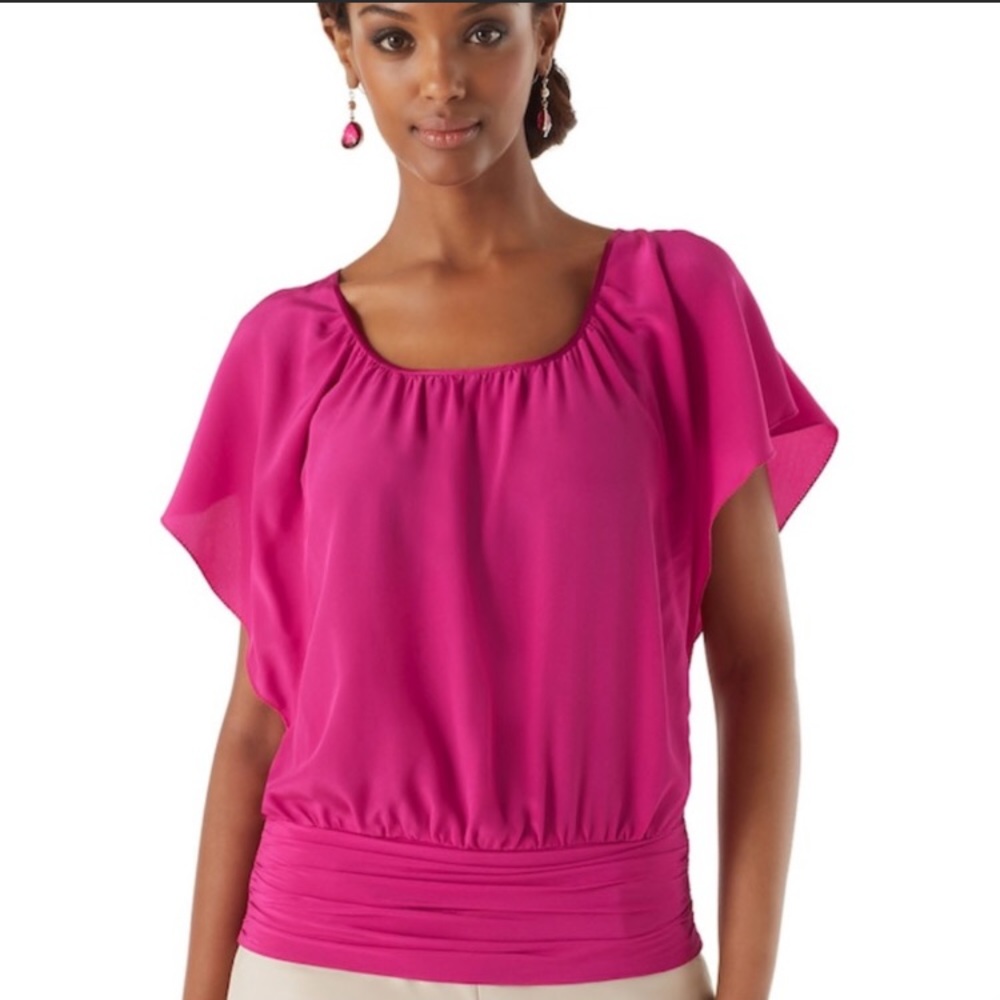 White House Black Market pink blouse EUC